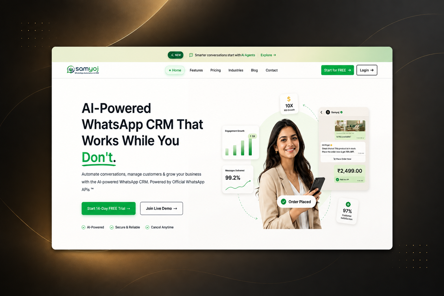 Samyoj — WhatsApp CRM Showcase