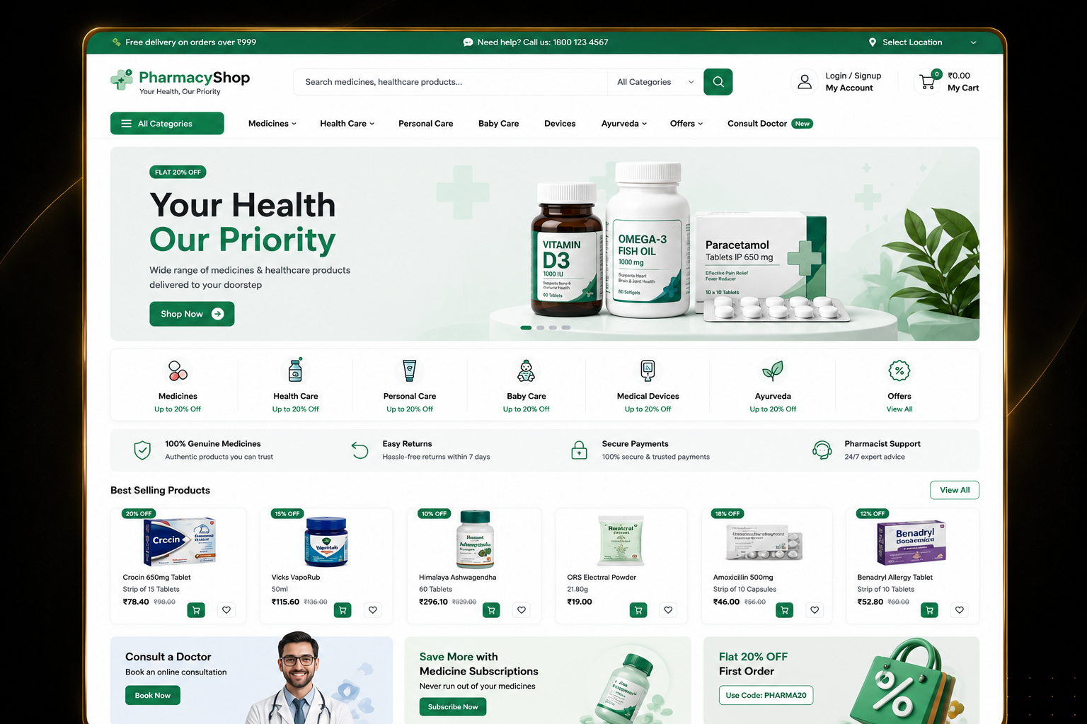 Pharmacy Shopify Store Showcase